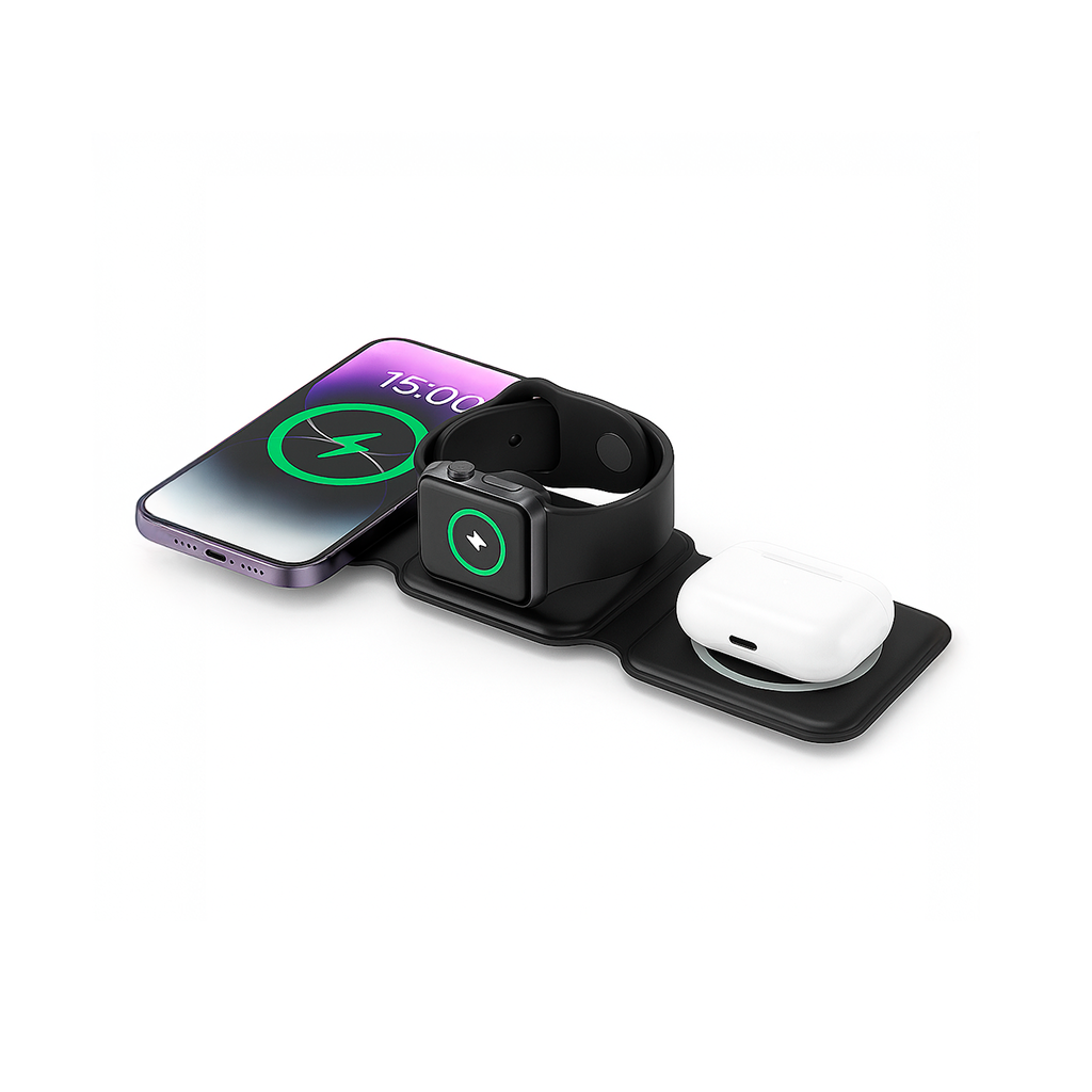 Cargador Inalámbrico Portátil 15 W – Fast Charge, Plegable y Compacto