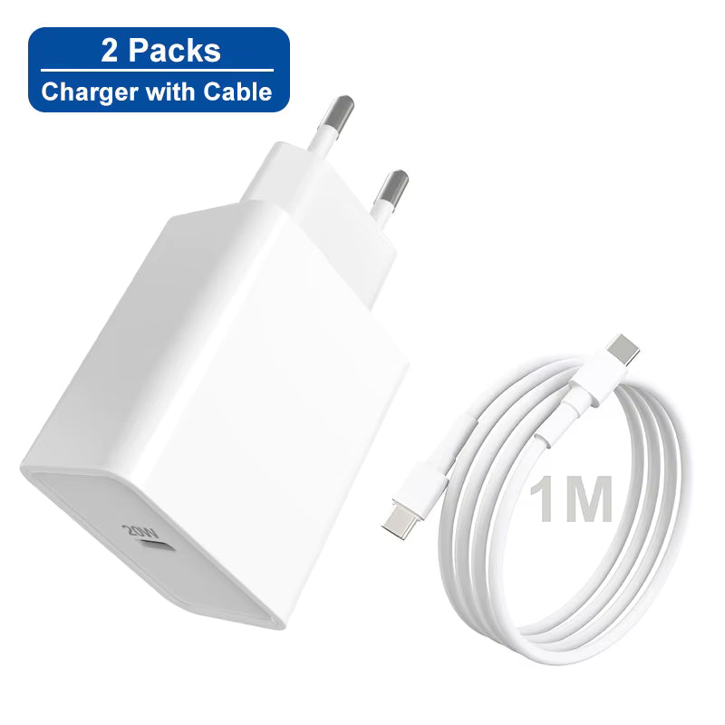 Paquete de 2 Cargadores USB CE | 20 W con Cable USB‑C de 1 m incluido
